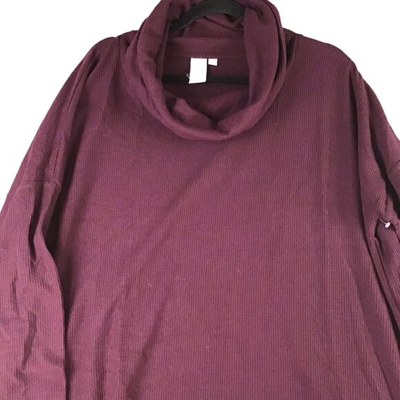 Ady P Womens Medium Oversized Tunic Sweater Maroon Cowl Neck High Low Hem NWOT - Picture 11 of 14
